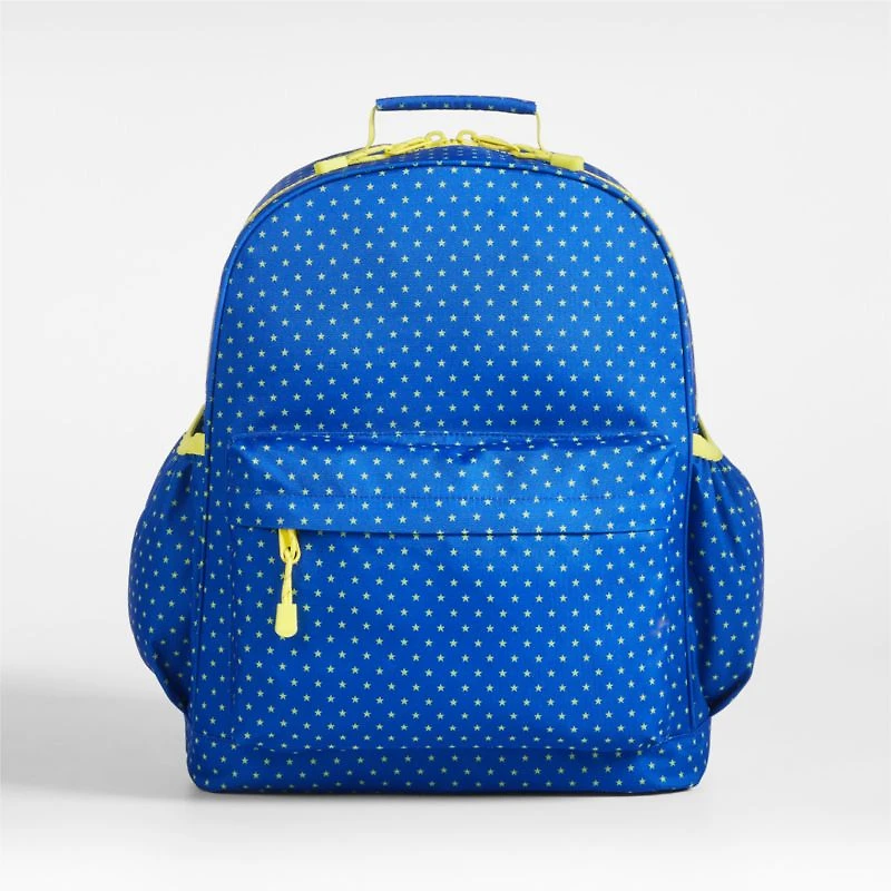 Lucky Stars Blue Large Kids Backpack with Side Pockets