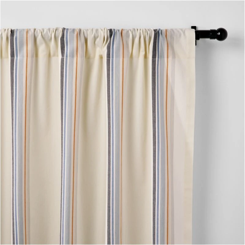 Yarn Dyed Stripe Organic Cotton Curtain Panel 96