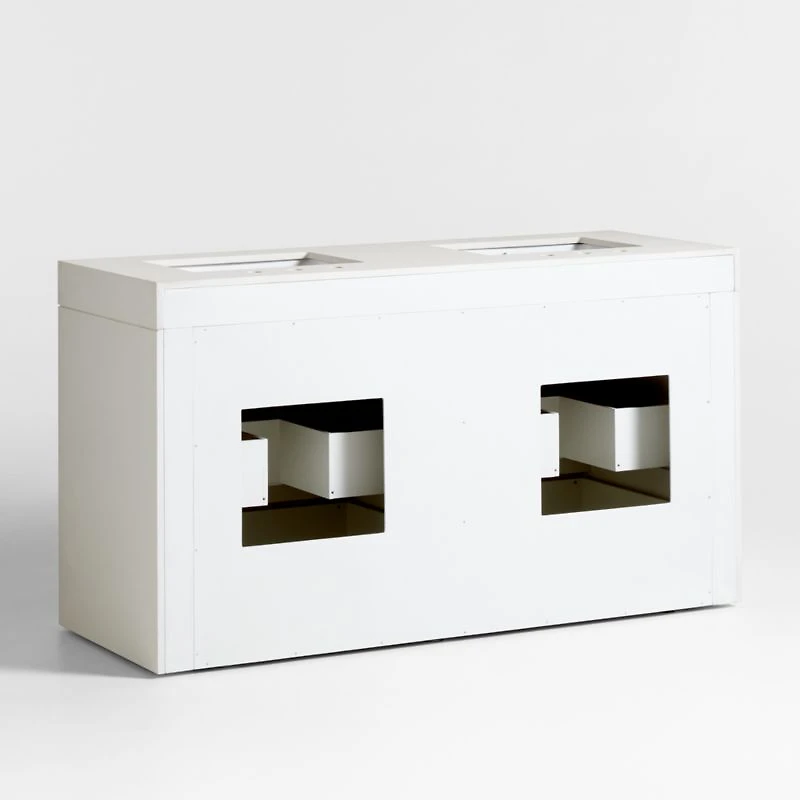 Bluff 60" Bleached Ash and Off White Quartz Double Vanity