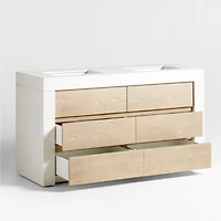 Bluff 60" Bleached Ash and Off White Quartz Double Vanity