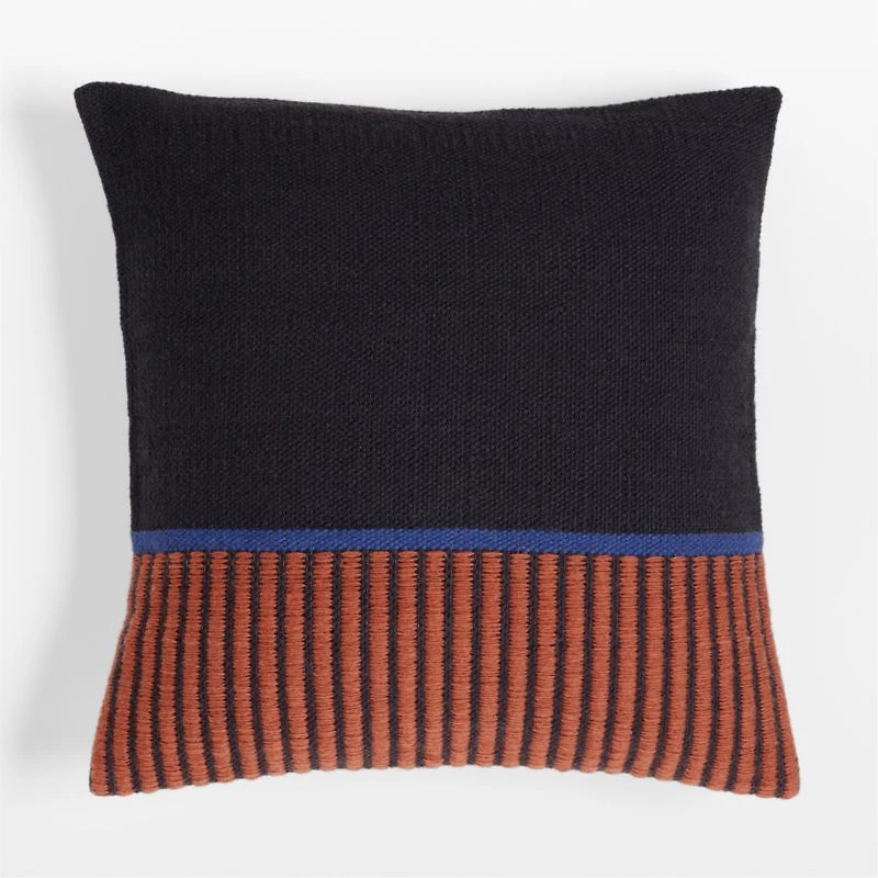 Boardwalk Kilim 23"x23" Navy & Orange Throw Pillow Cover