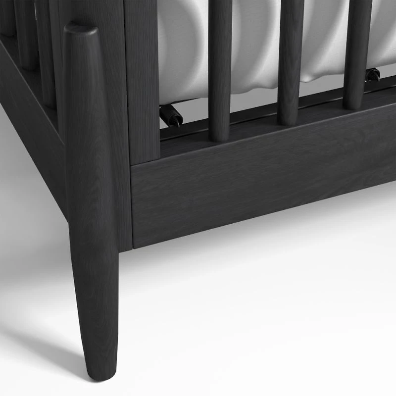 Bodie Ebonized Black Oak Wood Convertible Baby Crib
