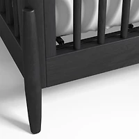 Bodie Ebonized Black Oak Wood Convertible Baby Crib