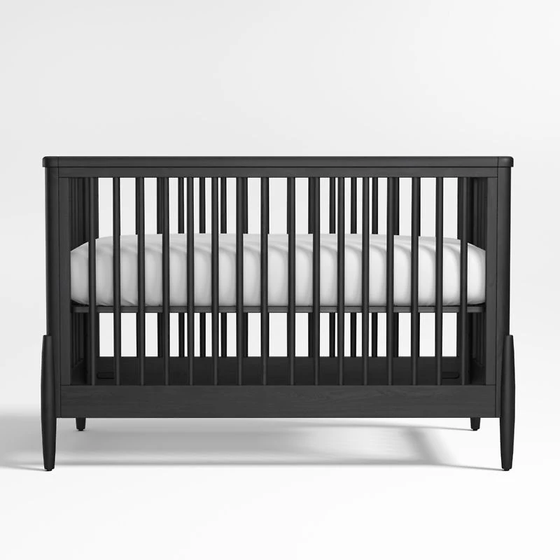 Bodie Ebonized Black Oak Wood Convertible Baby Crib