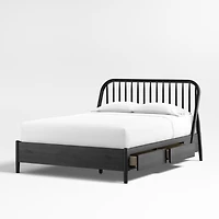 Bodie Ebonized Black Oak Wood Spindle Kids Full Storage Bed