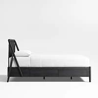 Bodie Ebonized Black Oak Wood Spindle Kids Full Storage Bed