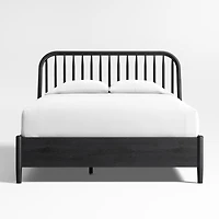Bodie Ebonized Black Oak Wood Spindle Kids Full Storage Bed