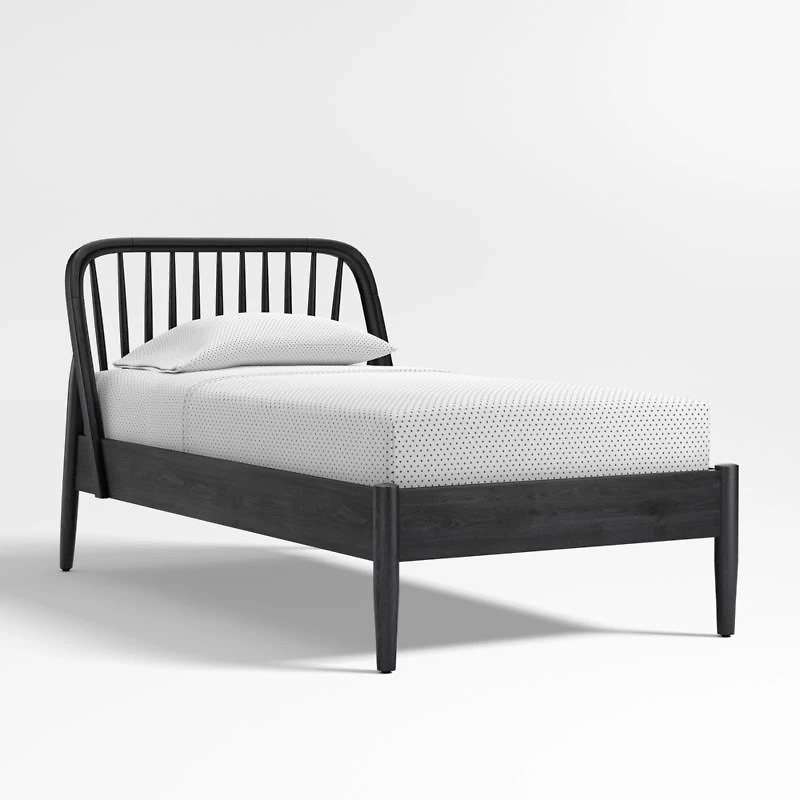 Bodie Spindle Ebonized Black Wood Kids Queen Bed