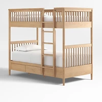 Bodie Natural Oak Wood Kids Twin Storage Bunk Bed