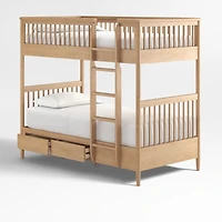 Bodie Natural Oak Wood Kids Twin Storage Bunk Bed