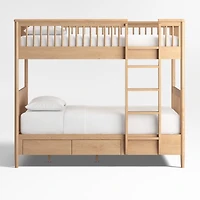 Bodie Natural Oak Wood Kids Twin Storage Bunk Bed