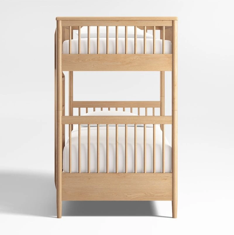 Bodie Natural Oak Wood Kids Twin Storage Bunk Bed