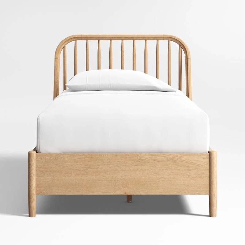 Bodie Natural Oak Wood Spindle Kids Twin Storage Bed