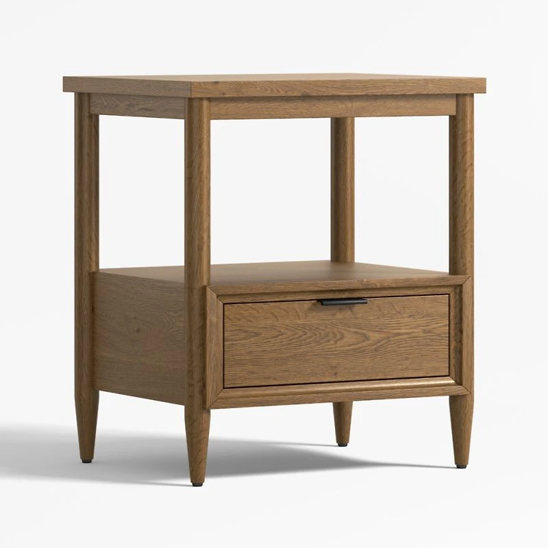 Set of 2 Bodie Flax Brown Wood Kids Nightstand with Drawer