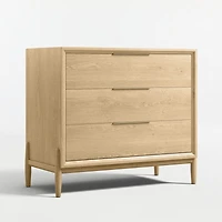 Bodie 36" Natural Oak Wood Narrow 3-Drawer Kids Dresser