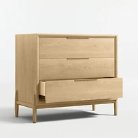 Bodie 36" Natural Oak Wood Narrow 3-Drawer Kids Dresser