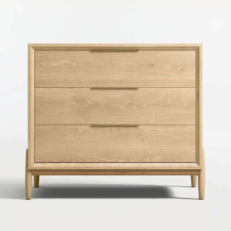 Bodie 36" Natural Oak Wood Narrow 3-Drawer Kids Dresser