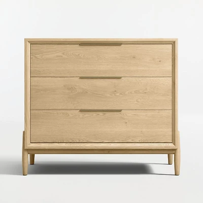 Bodie 36" Natural Oak Wood Narrow 3-Drawer Kids Dresser