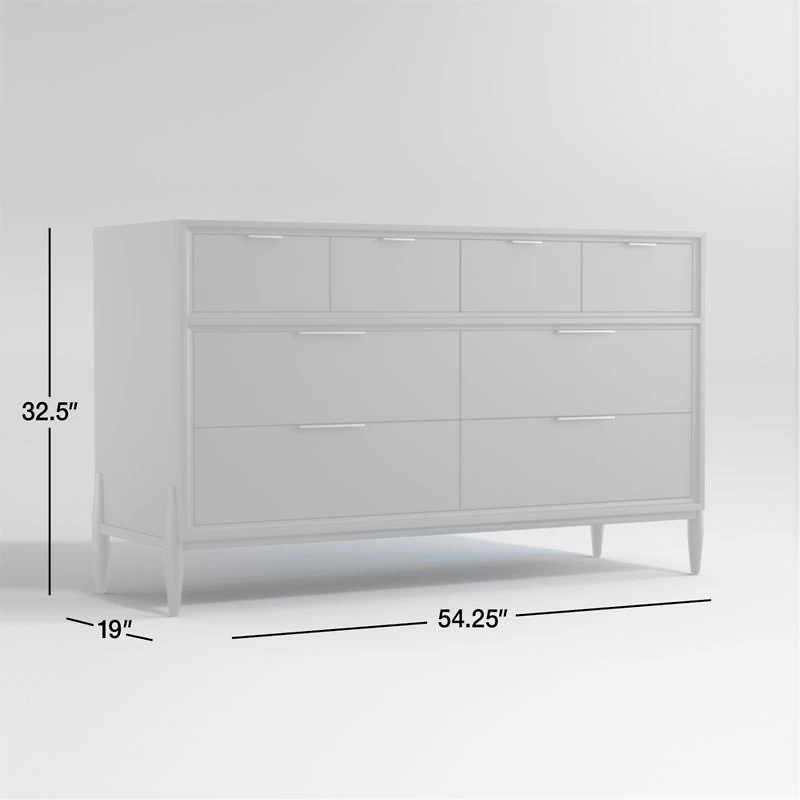 Bodie 54" Blue Wood Wide 8-Drawer Kids Dresser