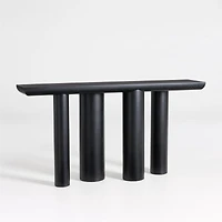 Bomen 66" Asymmetrical Black Oak Wood Console Table