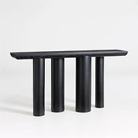 Bomen 66" Asymmetrical Black Oak Wood Console Table