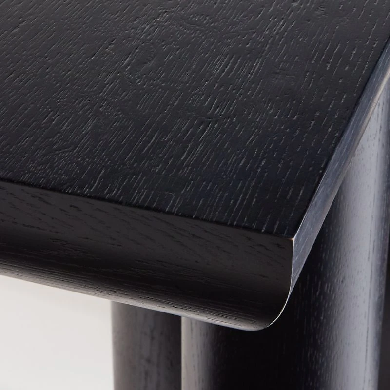 Bomen 66" Asymmetrical Black Oak Wood Console Table