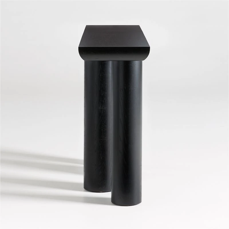 Bomen 66" Asymmetrical Black Oak Wood Console Table