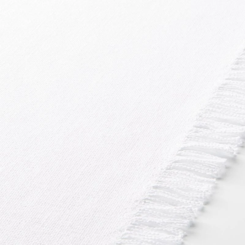 Craft Fringed Crisp White Cotton Table Runner 90"