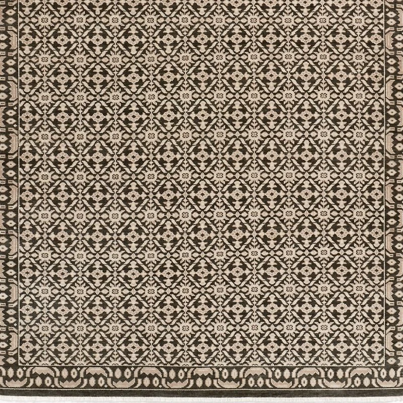 Bordeaux Wool Traditional Hand-Knotted Espresso Brown Area Rug 6'x9'