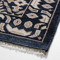 Bordeaux Wool Traditional Hand-Knotted Navy Blue Rug Swatch 12"x18"