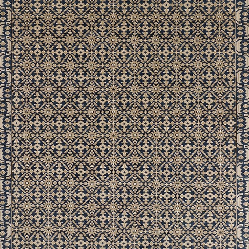 Bordeaux Wool Traditional Hand-Knotted Navy Blue Rug Swatch 12"x18"