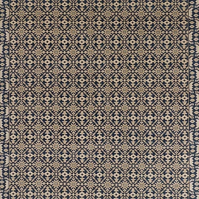 Bordeaux Wool Traditional Hand-Knotted Navy Blue Rug Swatch 12"x18"