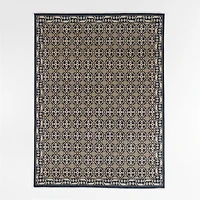Bordeaux Wool Traditional Hand-Knotted Navy Blue Rug Swatch 12"x18"