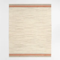 Border Stripe Brulee Brown Chenille Kids Area Rug 5'x8'