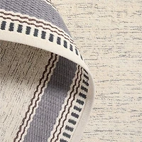 Border Stripe Slate Blue Chenille Kids Area Rug 6'x9'