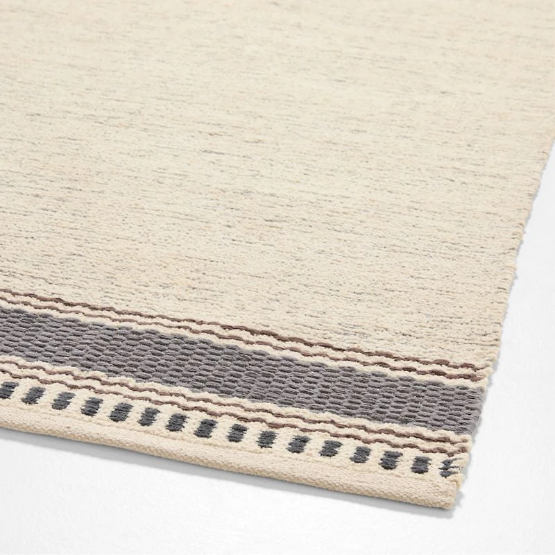 Border Stripe Slate Blue Chenille Kids Area Rug 6'x9'