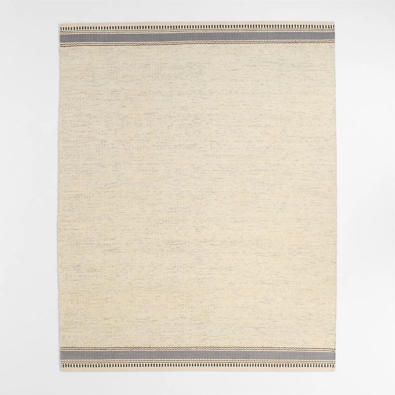 Border Stripe Slate Blue Chenille Kids Area Rug 6'x9'
