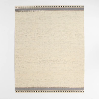 Border Stripe Slate Blue Chenille Kids Area Rug 6'x9'