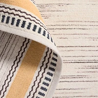 Border Stripe Savannah Yellow Chenille Kids Area Rug 6'x9'