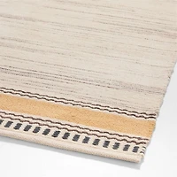 Border Stripe Savannah Yellow Chenille Kids Area Rug 6'x9'