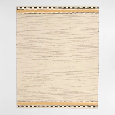 Border Stripe Savannah Yellow Chenille Kids Area Rug 6'x9'