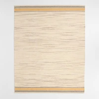 Border Stripe Savannah Yellow Chenille Kids Area Rug 6'x9'