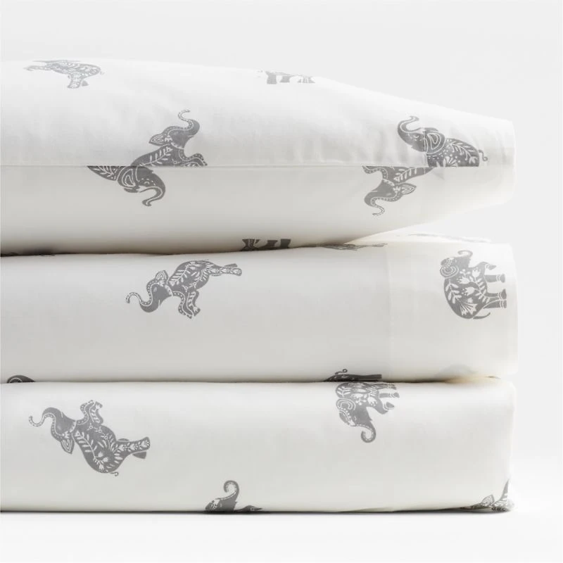 Stay Cool Botanical Elephant Organic Cotton Toddler Sheet Set