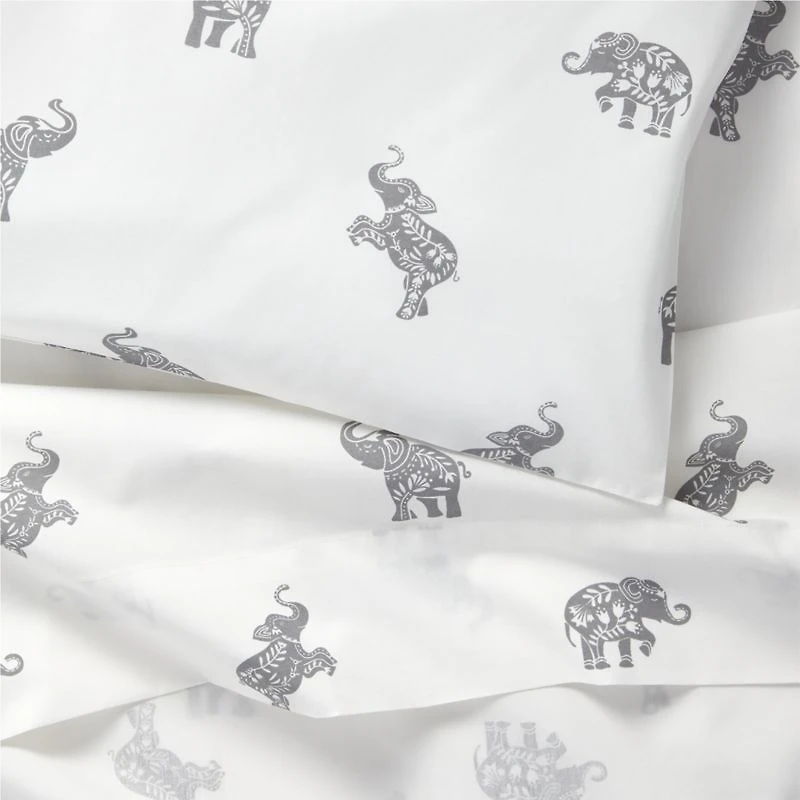 Stay Cool Botanical Elephant Organic Cotton Toddler Sheet Set