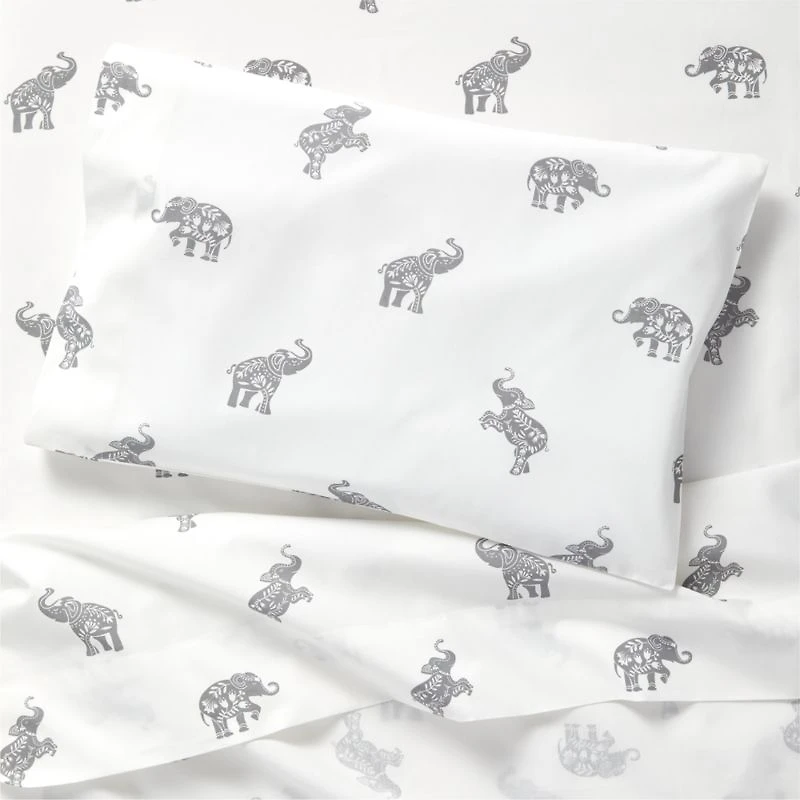 Stay Cool Botanical Elephant Organic Cotton Toddler Sheet Set
