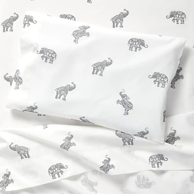 Stay Cool Botanical Elephant Organic Cotton Toddler Sheet Set