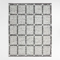 Boucle Black Handwoven Flatweave Kids Performance Area Rug 5'x8'