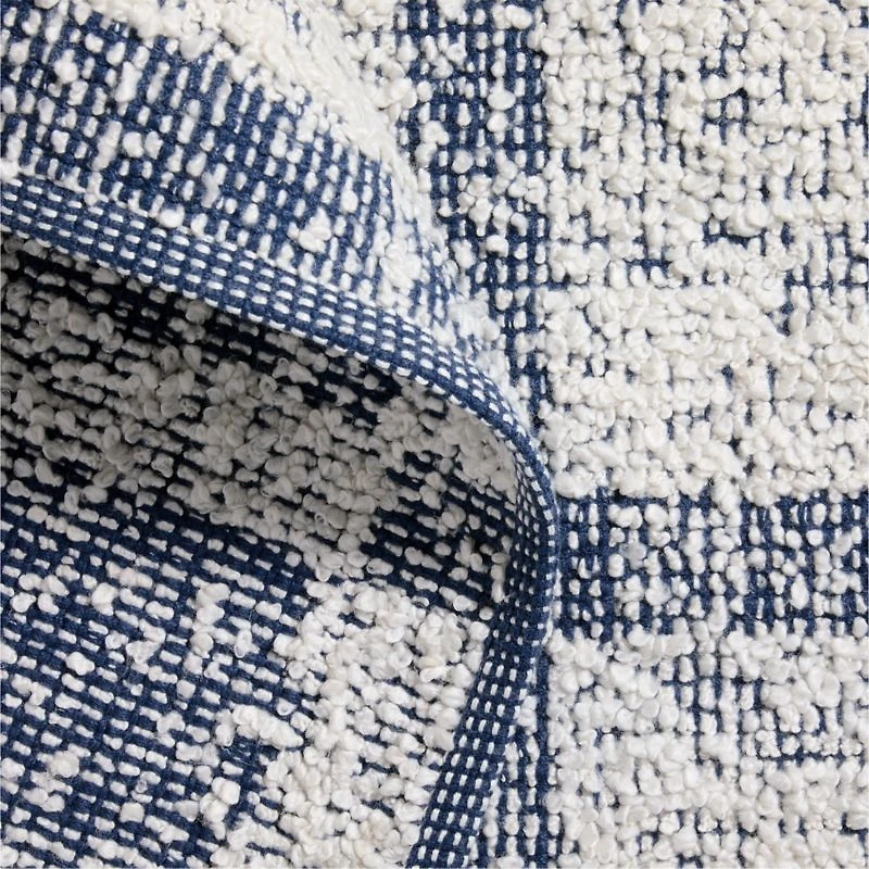 Boucle Coy Blue Handwoven Flatweave Kids Performance Area Rug 5'x8'