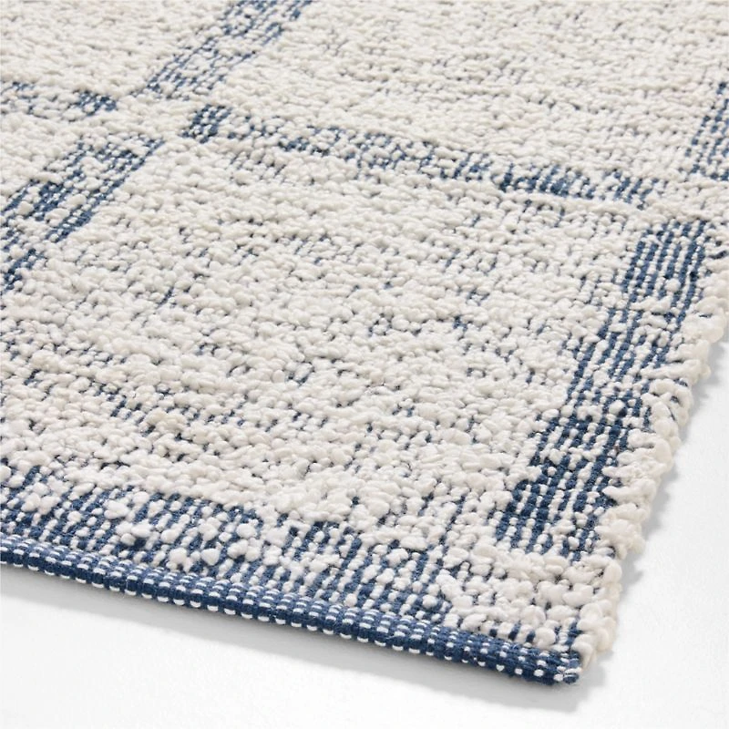 Boucle Coy Blue Handwoven Flatweave Kids Performance Area Rug 5'x8'