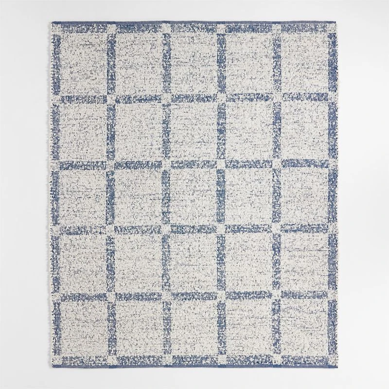 Boucle Coy Blue Handwoven Flatweave Kids Performance Area Rug 5'x8'